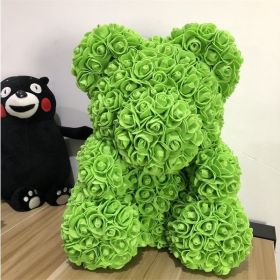 Rose Bear Eternal Rose Bear Birthday Gift Foam Rose Bear (Option: Green-25cm Gift Box)