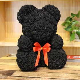 Rose Bear Eternal Rose Bear Birthday Gift Foam Rose Bear (Option: Black-25cm Gift Box)