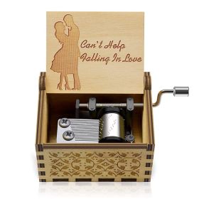 Wooden Hand-cranked Children's Birthday Surprise Gift Retro Music Box (Option: 06 Fall In Love Engraving-64mm X 52mm X 42mmm)