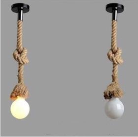 Hemp Rope Chandelier Vintage Industrial Style Bar Restaurant Coffee Clothing Store (Option: Single head)