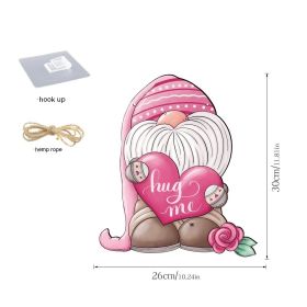 Valentine's Day Cartoon Dwarf Hanging Window Door Vacation Home Decorative Plank (Option: MZ328 Large-Seamless Hook 60cm Hemp Rope)