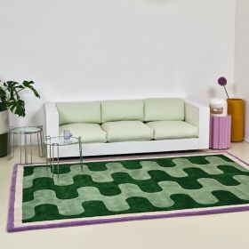 Living Room Coffee Table Checkerboard Carpet Modern Light Luxury Household Cashmere-like Floor Mat (Option: Chessboard Grid Green Grid-80x120cm)