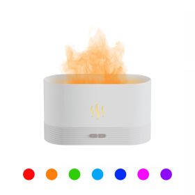 2022 Best Selling USB Ultrasonic Flame Humidifier Led RGB Colorful Essential Oil Fire Flame Aroma Diffuser (Color: White)