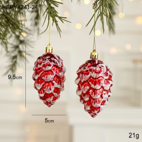 Christmas Decoration Plastic Hand-painted Electroplating Pendant Red Scene Layout (Option: 2 Pine Cones)