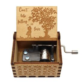 Wooden Hand-cranked Children's Birthday Surprise Gift Retro Music Box (Option: 07 Fall In Love Engraving-64mm X 52mm X 42mmm)