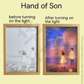 Ins Lighting Small Night Lamp Luminous Decorative Painting Bedroom Living Room Decoration (Option: Holding the Hand of a Son-Large size)