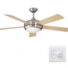 American Simple Light Luxury Home Wood Leaf Fan (Option: Silver-52inch remote control)