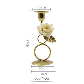 European Gold Romantic Ring Candlestick Party Wedding Table Candlestick Decoration Props (Option: B Fabric Flower)