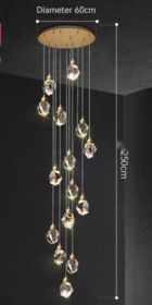 Duplex Stair Long Crane Crystal Lamp (Option: Warm White Light-20 Heads)