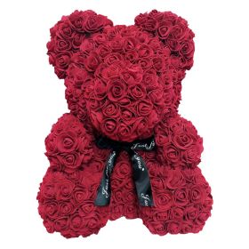 Rose Bear Eternal Rose Bear Birthday Gift Foam Rose Bear (Option: Wine Red-25cm Gift Box)