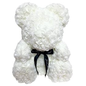 Rose Bear Eternal Rose Bear Birthday Gift Foam Rose Bear (Option: White-25cm Gift Box)