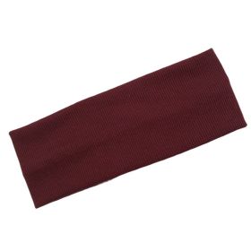 Solid Color Knitted Hair Band Men's And Women's Yoga Sports Sweat-absorbent Headband (Color: Wine Red)