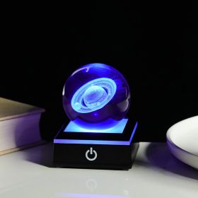 Crystal Ball Inner Carving 3D Luminous Atmosphere Small Night Lamp (Option: Saturn-Black Base 80 Balls)