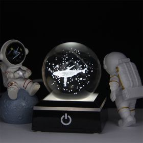 Crystal Ball Inner Carving 3D Luminous Atmosphere Small Night Lamp (Option: Whale-Black Base 80 Balls)