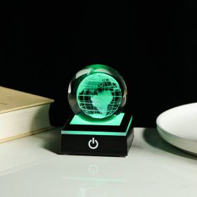 Crystal Ball Inner Carving 3D Luminous Atmosphere Small Night Lamp (Option: Earth-Black Base 80 Balls)