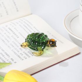 Ancient Handmade Mini Glass Furnishing Article Turtle Turtle Glass Crafts Home Ornament Aquarium Landscaping (Option: Seaweed Green)