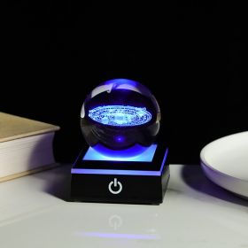 Crystal Ball Inner Carving 3D Luminous Atmosphere Small Night Lamp (Option: Solar System-Black Base 80 Balls)