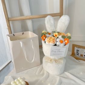 Creative Knitted Rabbit Ear Bouquet Doll (Color: Orange)