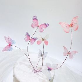 Beautiful Yarn Butterfly Ribbon Bouquet Cake Surrounding Border Decoration (Option: Gorgeous Butterfly 8 Pack)