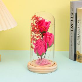 Yongsheng Soap Flower Bouquet Glass Cover (Option: Rose Red)