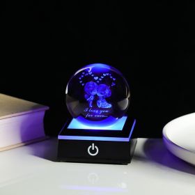 Crystal Ball Inner Carving 3D Luminous Atmosphere Small Night Lamp (Option: Love-Black Base 80 Balls)