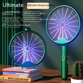 Household Mosquito Killing Lamp Three-in-one Rechargeable Mosquito Swatter (Color: Green)