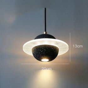 Planet Small Chandelier Red Single Head Bedroom Bedside Lamp (Option: Double glossy black-220v)