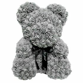 Rose Bear Eternal Rose Bear Birthday Gift Foam Rose Bear (Option: Gray-25cm Gift Box)