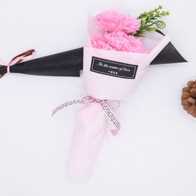 Valentine's Day Soap Rose Bouquet Gift Box (Option: Carnation Pink Ribbon Boxed)