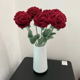 Wool Rose Shape Living Room Decoration (Option: Wine Red-5PCS)