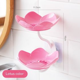 Lotus Soap Box Punch-free Wall-mounted Double-layer Drain (Option: Lotus Pink)