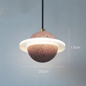 Planet Small Chandelier Red Single Head Bedroom Bedside Lamp (Option: Model C sand pink-220v)