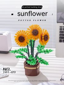 Gift Home Decoration Orchid Building Blocks Potted Plants (Option: 9Sunflowers)