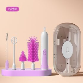 Silicone Nursing Bottle Cleaning Brush For Babies (Option: 011 Purple Suit-USB)