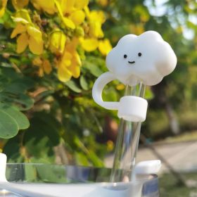 Colorful Cloud-shaped Straw Cover Soft Rubber Plug Cap (Option: White 1PCs)