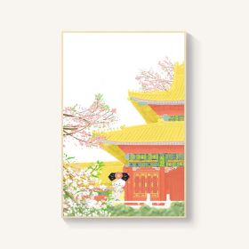 Japanese-style Room Decoration Cherry Blossom Landscape Painting Restaurant Bedroom Sushi Restaurant Mural (Option: Imperial Palace-30x40cm-Wood color)