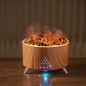 Top Sale Flame Aroma Diffuser Air Humidifier Home Aromatherapy Fire Ultrasonic Essential Oil Diffuser With Bluetooth Speaker White Noise (Option: Wood-US)