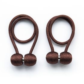 2Pcs Magnetic Curtain Ball Rods Accessoires Backs Holdbacks Buckle Clips Hook Holder Home Decor Tiebacks Tie Rope Accessory (Color: Coffee)