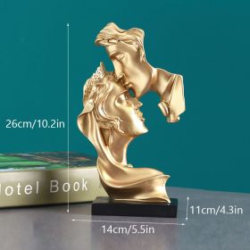 NORTHEUINS 26cm Resin Couple Mask Kissing Lover Figurines Creative Valentine's Day Present Desktop Art Statue Home Decor Objects (Color: Couple Mask Golden)