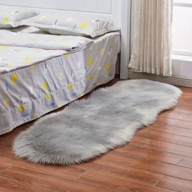 1pc, Wool Carpet Long Fur Carpet Indoor Bedroom Floor Mat 23.62*70.87inch Ripped Shape Acrylic 80% Polyester 20% Suede Fleece Bottom Long Fur Carpet (Color: Grey)