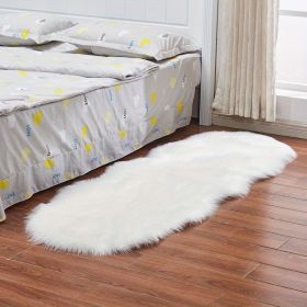 1pc, Wool Carpet Long Fur Carpet Indoor Bedroom Floor Mat 23.62*70.87inch Ripped Shape Acrylic 80% Polyester 20% Suede Fleece Bottom Long Fur Carpet (Color: White)