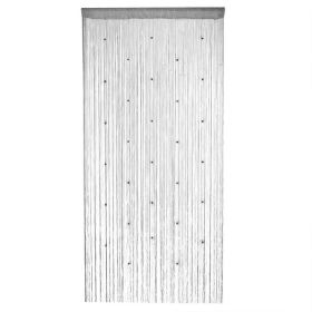 Crystal Beaded String Door Curtain Beads Room Divider Fringe Window Panel Drapes (Color: Sliver Gray)