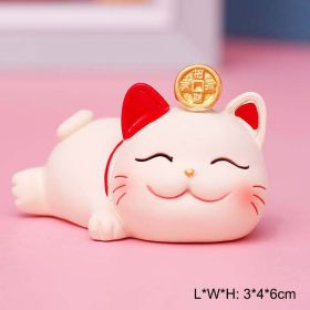 Chinese Lucky Wealth Waving Cat Gold Waving Hand Cat Home Decor Welcome Waving Cat Sculpture Statue Decor Car Ornament (Color: 2)