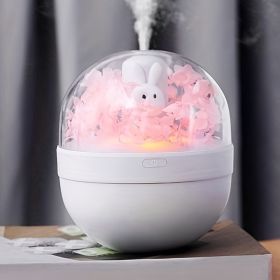 Creative Sweetheart Rabbit DIY Humidifier USB Mini Home Air Purifier Air Mini Cool Mist Preserved Flower Humidifier Preserved Flowers (Color: Pink)