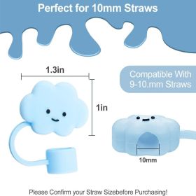 Colorful Cloud-shaped Straw Cover Soft Rubber Plug Cap (Option: Blue 1PCs)