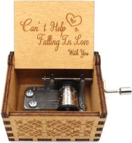 Wooden Hand-cranked Children's Birthday Surprise Gift Retro Music Box (Option: 05 Fall In Love Engraving-64mm X 52mm X 42mmm)