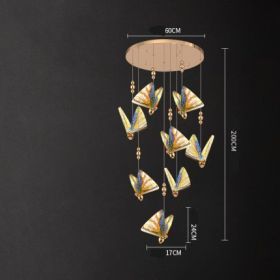 Butterfly Chandelier Bedside Enamelled Dining Hall Staircase (Option: Colorful 8head disc-Tricolor light)