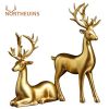 NORTHEUINS Resin Golden Couple Deer Figurines for Interior Nordic Animal Statue Official Sculptures Home Decoration Accessories