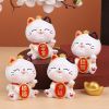 Chinese Lucky Wealth Waving Cat Gold Waving Hand Cat Home Decor Welcome Waving Cat Sculpture Statue Decor Car Ornament