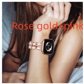 Suitable For Watch Band Single Strand Chain Diamond (Option: Rose Gold Pink-42to44to45)